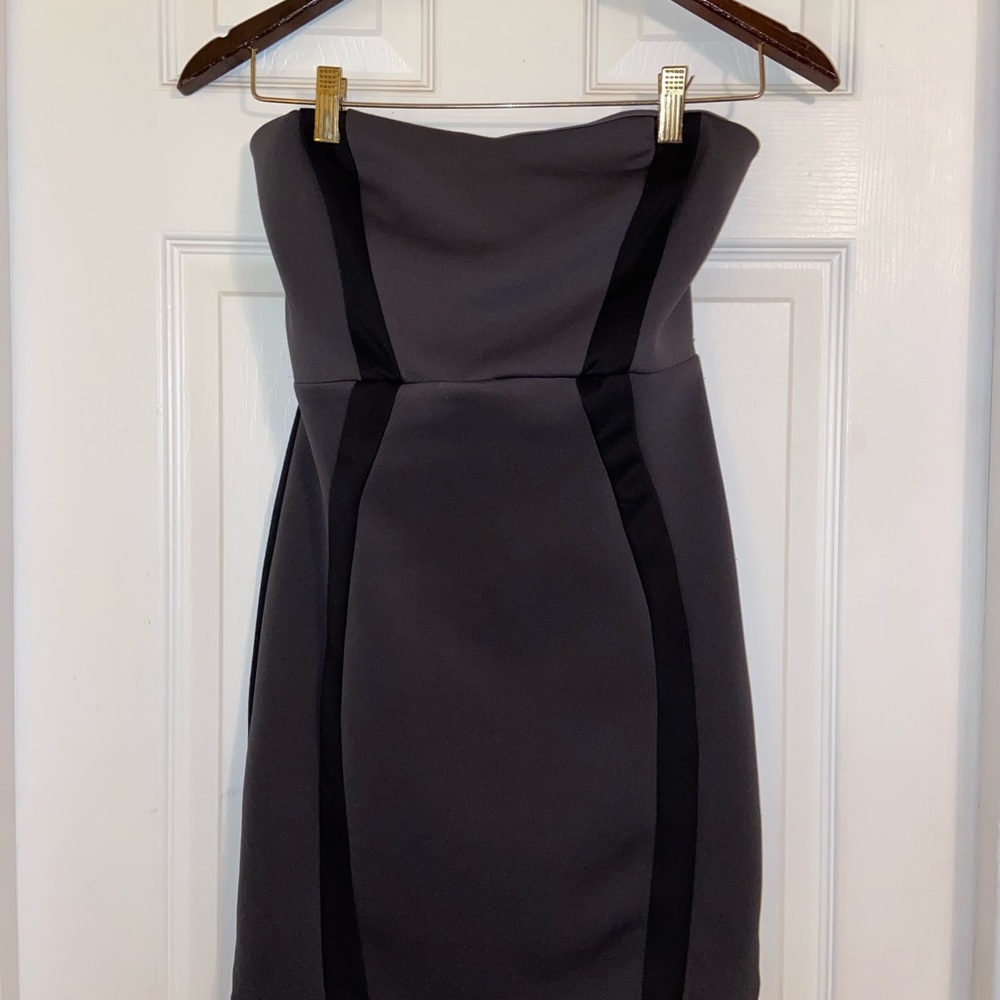Black and Gray Strapless Dress. Size Medium.